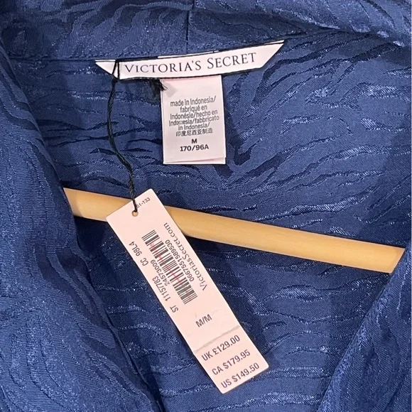 NWT Victoria Secret Pajama Zebra Jumpsuit Jumper Medium Blue Black Retail $150 - Picture 6 of 12